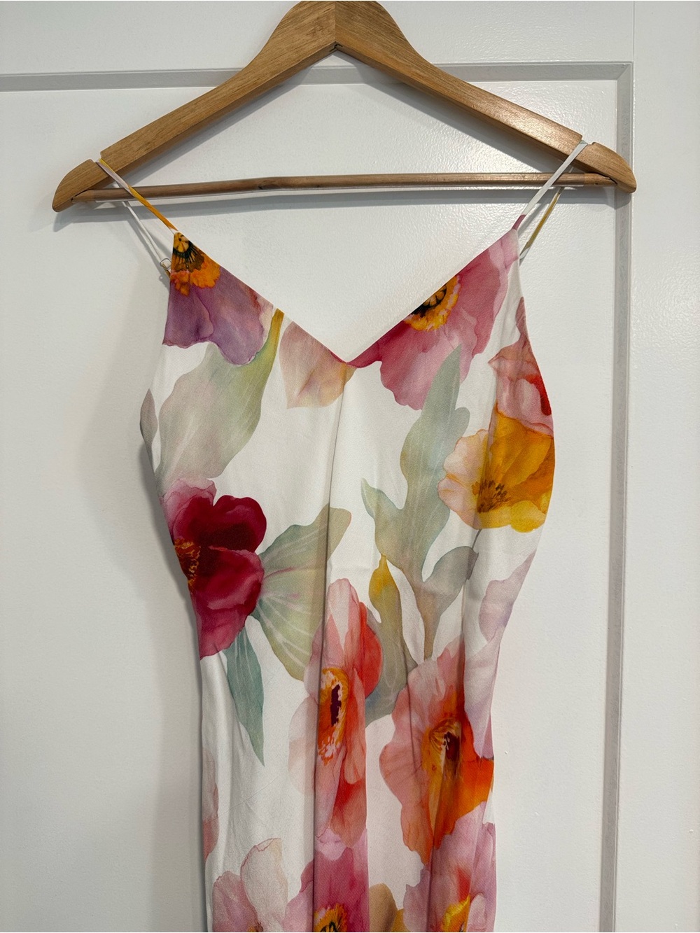 Slip Midi Dress with Pink & Orange Floral Print - Picture 2 of 3